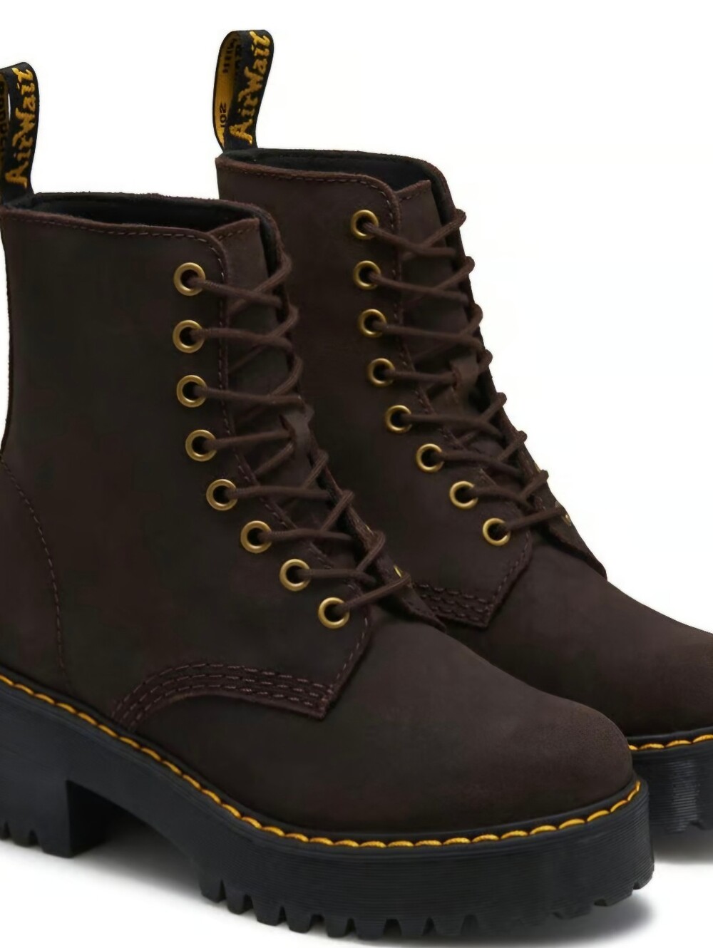 Dr. Martens Women's Brown Lace-Up Platform Combat Boots